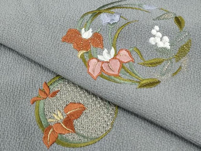 平和屋着物●中国三大刺繍　スワトウ刺繍　総刺繍　訪問着　草花丸文　金糸　正絹　逸品　CABI3561yc