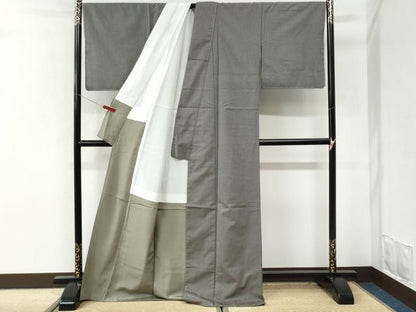 平和屋着物●上質なお召　メガネ織　霞文　ロング丈　正絹　逸品　未使用　CABI3563yc