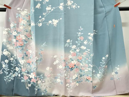 平和屋着物●訪問着　友禅　作家物　枝花文　暈し染め　正絹　逸品　CABI3568yc