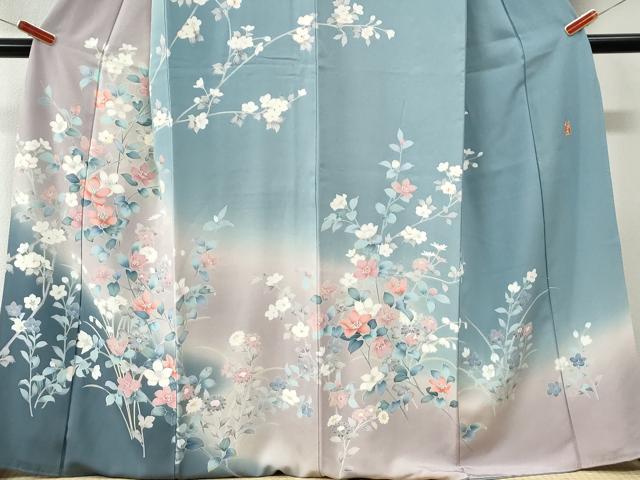 平和屋着物●訪問着　友禅　作家物　枝花文　暈し染め　正絹　逸品　CABI3568yc