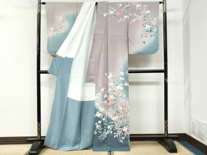 平和屋着物●訪問着　友禅　作家物　枝花文　暈し染め　正絹　逸品　CABI3568yc