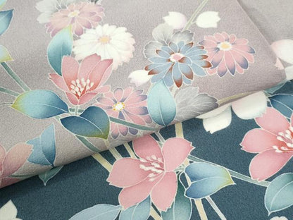 平和屋着物●訪問着　友禅　作家物　枝花文　暈し染め　正絹　逸品　CABI3568yc