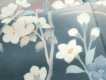 平和屋着物●訪問着　友禅　作家物　枝花文　暈し染め　正絹　逸品　CABI3568yc
