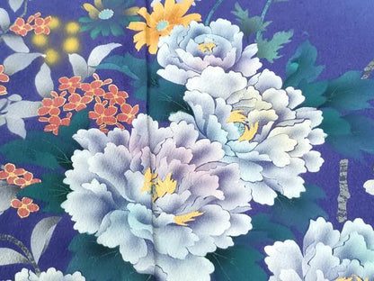平和屋着物●訪問着　牡丹花文　暈し染め　金彩　正絹　逸品　CABI3574yc