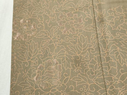 平和屋着物●訪問着　本場縞大島紬　刺繍　更紗花唐草文　正絹　逸品　CABI3577yc