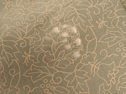 平和屋着物●訪問着　本場縞大島紬　刺繍　更紗花唐草文　正絹　逸品　CABI3577yc