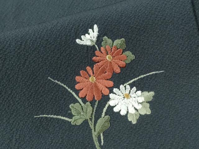 平和屋着物●訪問着　総刺繍　花籠文　紺地　正絹　逸品　未使用　CABI3580yc
