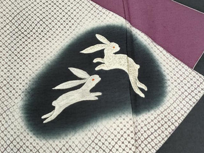 平和屋着物●色留訪問着　福井祐月　刺繍　兎　暈し染め　銀糸　正絹　逸品　CABI3583yc
