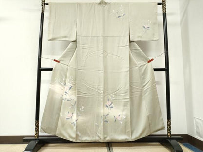 平和屋着物●訪問着　友禅　作家物　枝花文　暈し染め　正絹　逸品　CABI3587yc