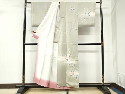 平和屋着物●訪問着　友禅　作家物　枝花文　暈し染め　正絹　逸品　CABI3587yc