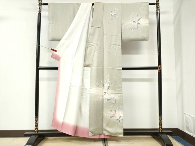 平和屋着物●訪問着　友禅　作家物　枝花文　暈し染め　正絹　逸品　CABI3587yc