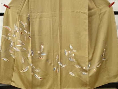 平和屋着物●訪問着　駒刺繍　枝花文　金彩　正絹　逸品　未使用　CABI3590yc