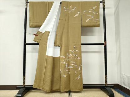 平和屋着物●訪問着　駒刺繍　枝花文　金彩　正絹　逸品　未使用　CABI3590yc