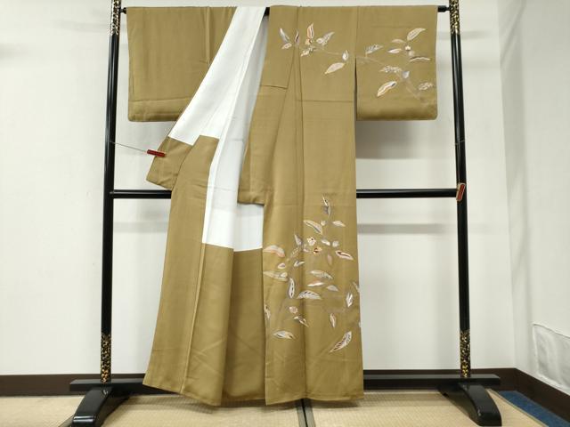 平和屋着物●訪問着　駒刺繍　枝花文　金彩　正絹　逸品　未使用　CABI3590yc