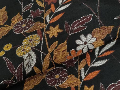 平和屋着物●豪華黒留袖　紬地　草花文　正絹　逸品　CABI3592yc