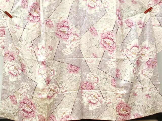 平和屋着物●豪華振袖　牡丹枝梅文　金彩　正絹　逸品　CABI3595yc