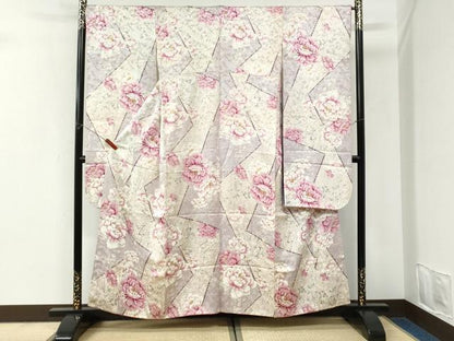 平和屋着物●豪華振袖　牡丹枝梅文　金彩　正絹　逸品　CABI3595yc
