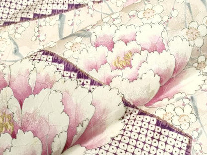 平和屋着物●豪華振袖　牡丹枝梅文　金彩　正絹　逸品　CABI3595yc