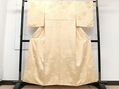 平和屋着物■上質な色無地　菊地紋　丁子色　正絹　逸品　未使用　CABI3601xi