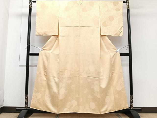 平和屋着物■上質な色無地　菊地紋　丁子色　正絹　逸品　未使用　CABI3601xi