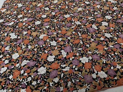 平和屋着物■上質な小紋　草花文　黒地　正絹　逸品　CABI3605xi