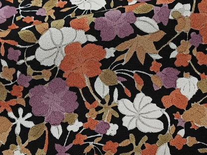 平和屋着物■上質な小紋　草花文　黒地　正絹　逸品　CABI3605xi