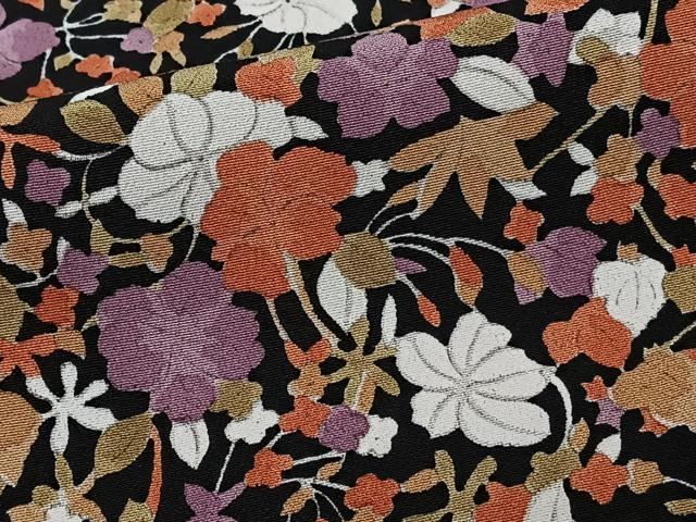 平和屋着物■上質な小紋　草花文　黒地　正絹　逸品　CABI3605xi
