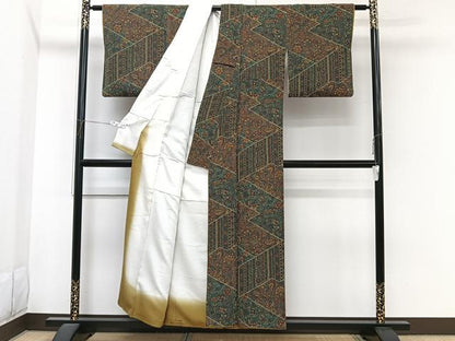 平和屋着物■上質な小紋　更紗花唐草文　鬼しぼ縮緬　正絹　逸品　CABI3608xi