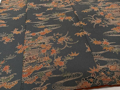 平和屋着物■上質な小紋　御所解流水松竹梅文　鬼しぼ縮緬　正絹　逸品　CABI3610xi