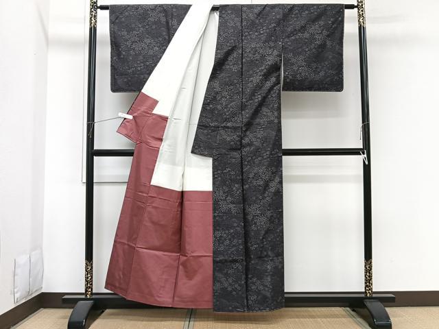 平和屋着物■本場大島紬　雲取り草花文　正絹　逸品　CABI3621xi