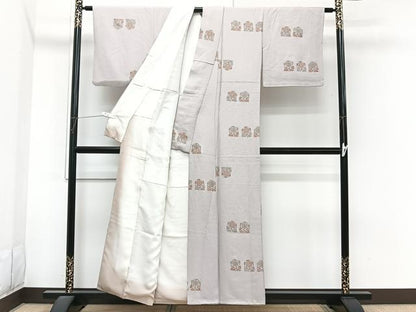 平和屋着物■上質な小紋　草花文　金彩　正絹　逸品　CABI3624xi