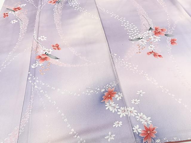 平和屋着物■上質な小紋　草花文　暈し染め　銀彩　正絹　逸品　未使用　CABI3635xi