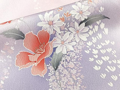 平和屋着物■上質な小紋　草花文　暈し染め　銀彩　正絹　逸品　未使用　CABI3635xi