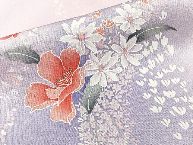 平和屋着物■上質な小紋　草花文　暈し染め　銀彩　正絹　逸品　未使用　CABI3635xi