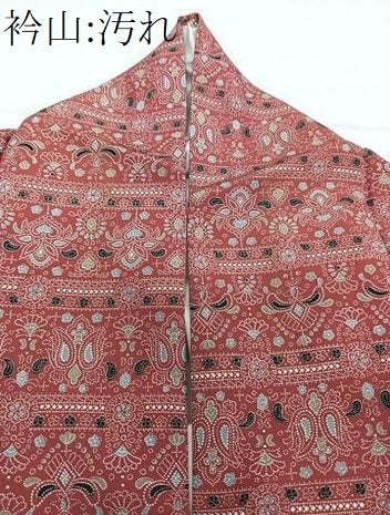 平和屋着物■上質な小紋　横段更紗花文　正絹　逸品　CABI3637xi