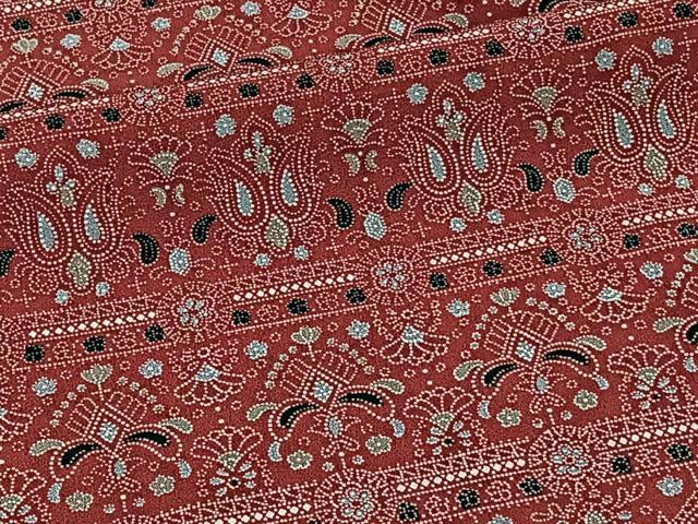 平和屋着物■上質な小紋　横段更紗花文　正絹　逸品　CABI3637xi