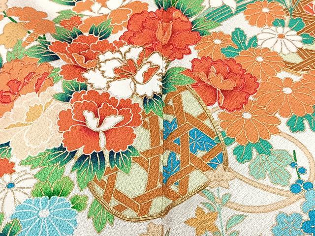 平和屋着物■豪華振袖　駒刺繍　飾花文　金彩　正絹　逸品　CABI3640xi