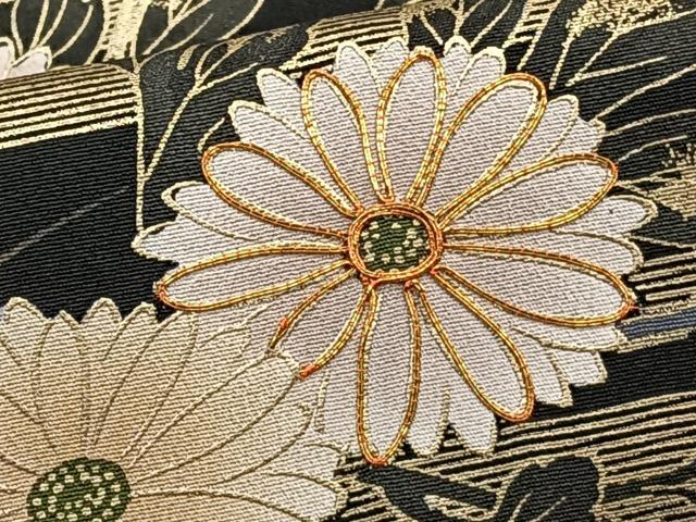 平和屋着物■豪華黒留袖　駒刺繍　草花文　金彩　正絹　逸品　CABI3642xi
