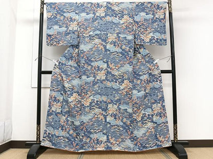 平和屋着物■上質な小紋　雲取り風景花文　正絹　逸品　未使用　CABI3644xi