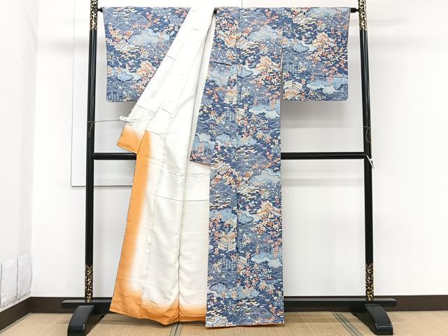 平和屋着物■上質な小紋　雲取り風景花文　正絹　逸品　未使用　CABI3644xi
