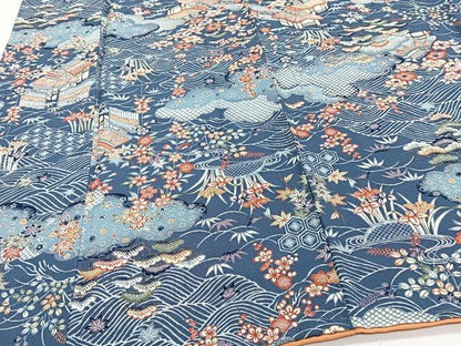 平和屋着物■上質な小紋　雲取り風景花文　正絹　逸品　未使用　CABI3644xi
