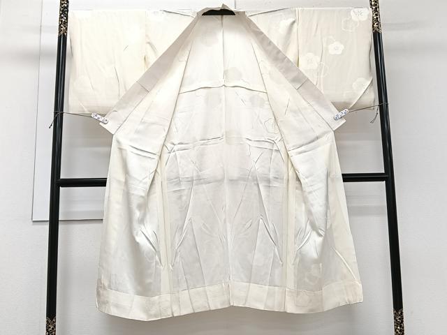 平和屋着物■長襦袢　無双仕立て　舞梅地紋　練色　正絹　逸品　CABI3645xi