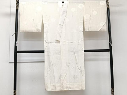 平和屋着物■長襦袢　無双仕立て　舞梅地紋　練色　正絹　逸品　CABI3645xi