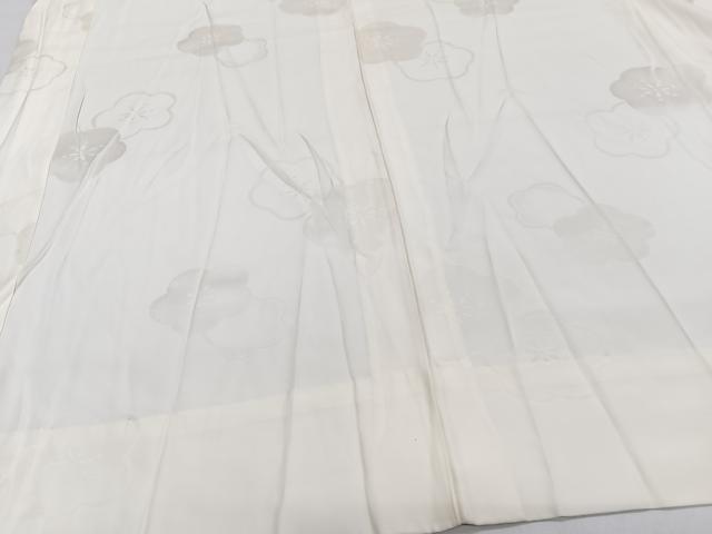 平和屋着物■長襦袢　無双仕立て　舞梅地紋　練色　正絹　逸品　CABI3645xi