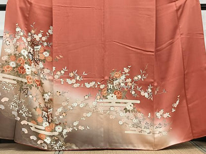 平和屋着物■訪問着　御所車花文　暈し染め　金彩　正絹　逸品　CABI3650xi