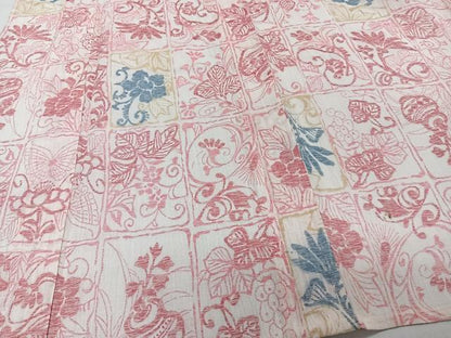 平和屋着物＊夏物　本場小千谷縮　格子花蝶文　麻　逸品　未使用　CABI3652xi