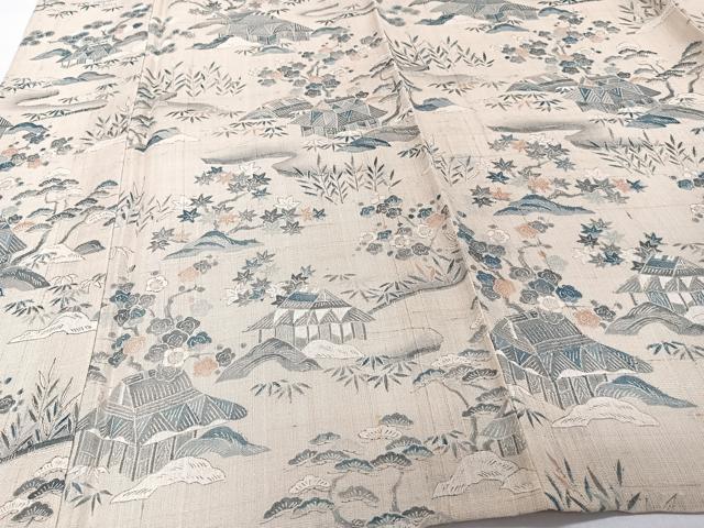 平和屋着物＊夏物　訪問着　生紬紗　御所解松竹梅文　正絹　逸品　CABI3653xi