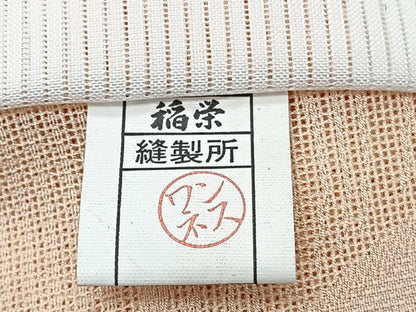 平和屋着物＊夏物　色無地　草蕾紋紗　淡香色　正絹　逸品　CABI3655xi