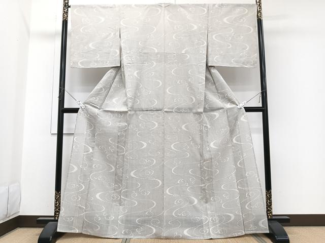 平和屋着物＊夏物　夏塩沢　110亀甲　唐草文　正絹　逸品　CABI3661xi