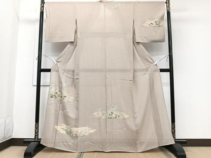 平和屋着物＊夏物 訪問着 絽縮緬 刺繍 立波草花文 金銀彩 正絹 逸品 CABI3664xi